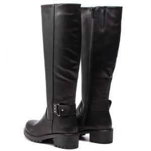 Jenny Fairy Leatherette Knee High Boots Black